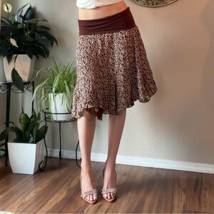 Brown and Cream A-Line flowy reversible Skirt